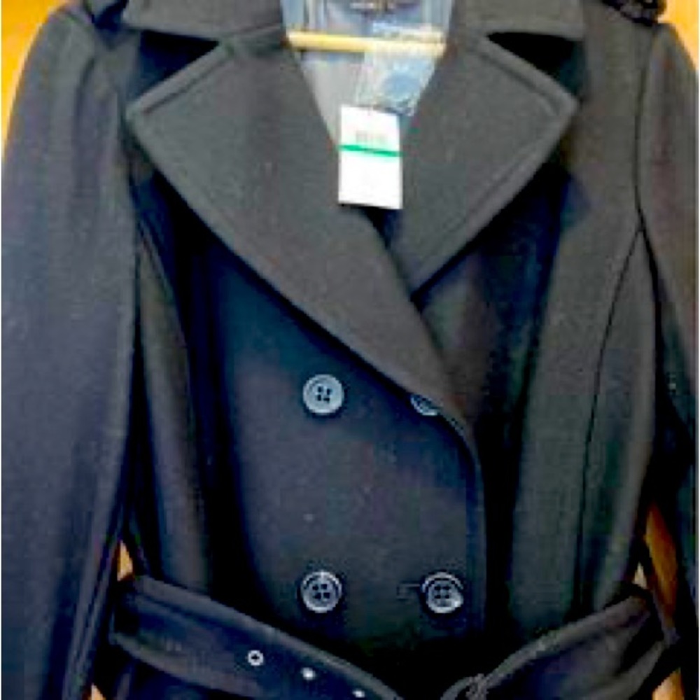 BCBG full length coat.Large.Black.  Brand new, Dillards Original price $578.